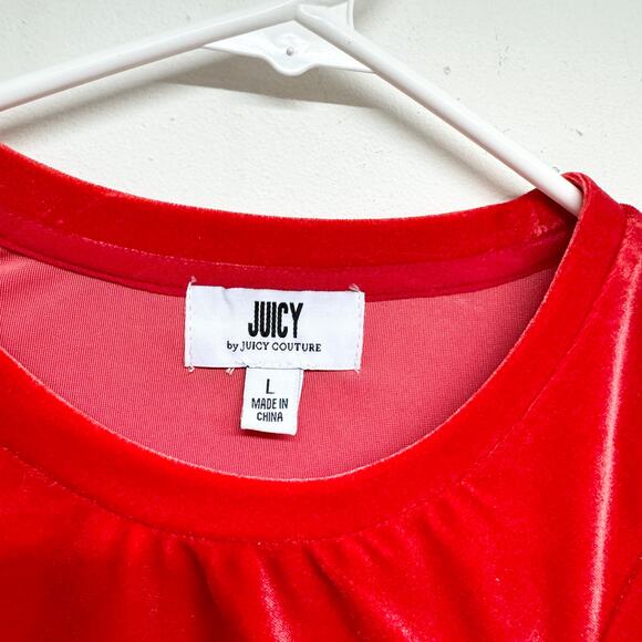 Juicy Couture Women Red Velvet Rutched Mini Dress Size Large - Picture 2 of 4